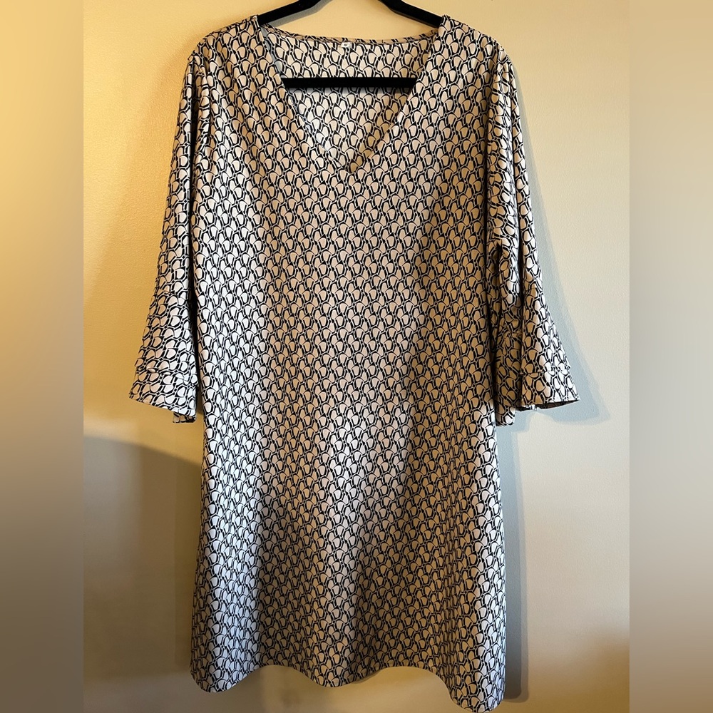 Boutique Black and Tan Patterned Dress
